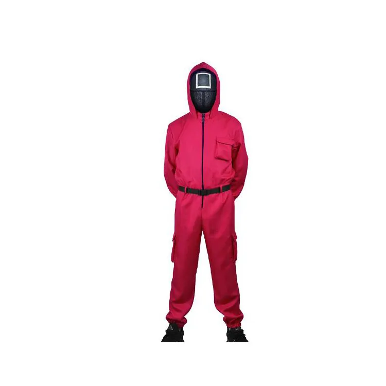 Цельнокроеный костюм для косплея, костюм на Хэллоуин, комбинезон для игры кальмар с поясом, «любит»