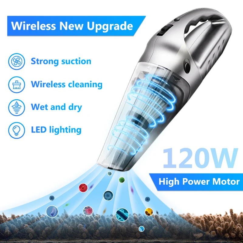 Car Vacuum Cleaner Portable Wired Handheld 120W Auto Vacuum Cleaner 12V Mini Car Vaccum Cleaners for Car Interior Cleaning