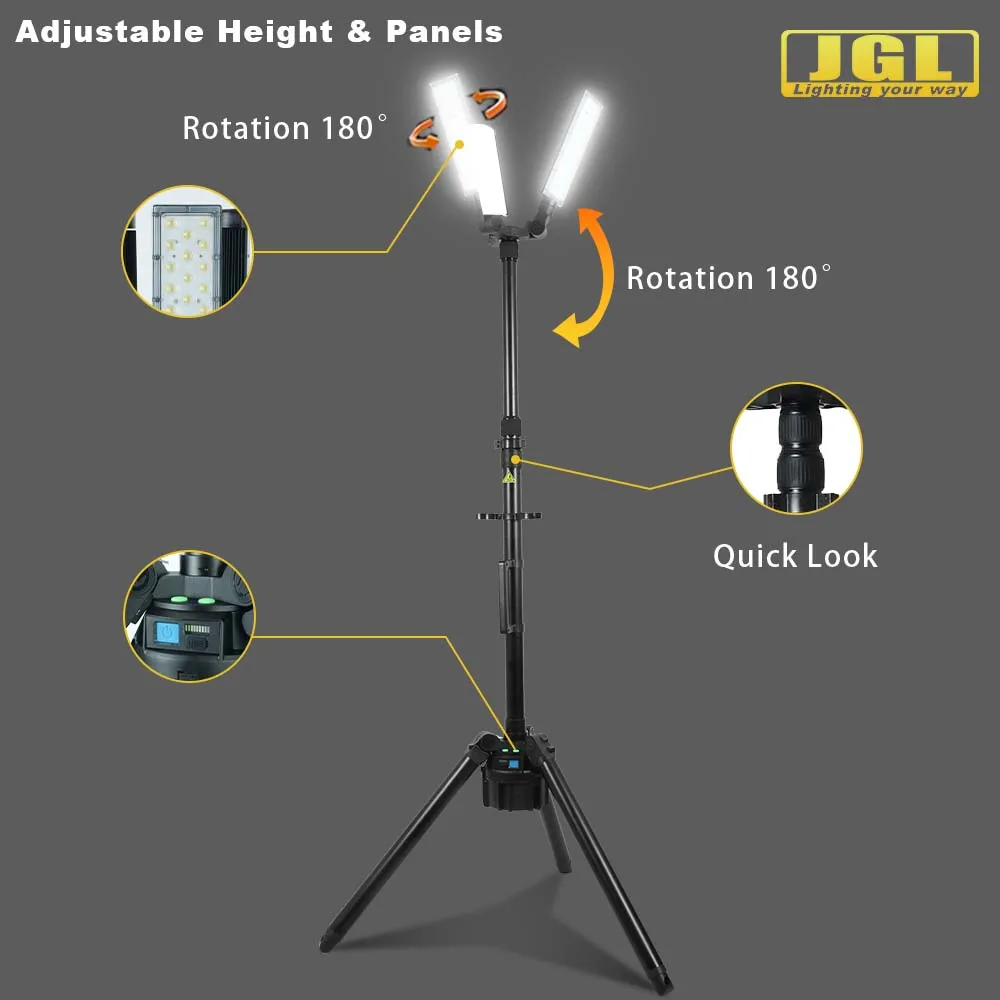 40000 lumens  powerful extendable 3.2m Rechargeable Led Work Lights with tripod stand adjustable and foldable Scene light