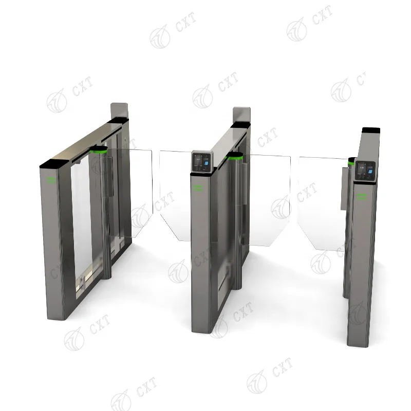 Fingerprint Access Control Time Attendance Double Swing Speed Gate used in Office Building