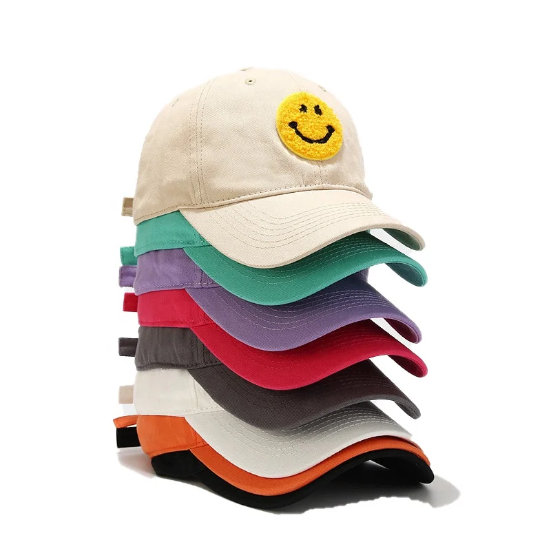 Unisex gorras Womens Embroidered Baseball caps  for Men Black dad hat Funny Fitted Trucker Smiley Face Running hat