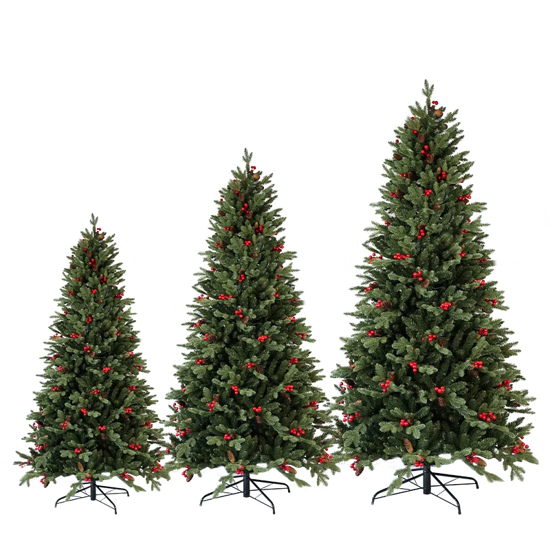 Wholesale Cheap Premium 6ft 7.5ft PE PVC Pre Lit Flocked Big Snow White XMAS Artificial Christmas Tree With Led Light