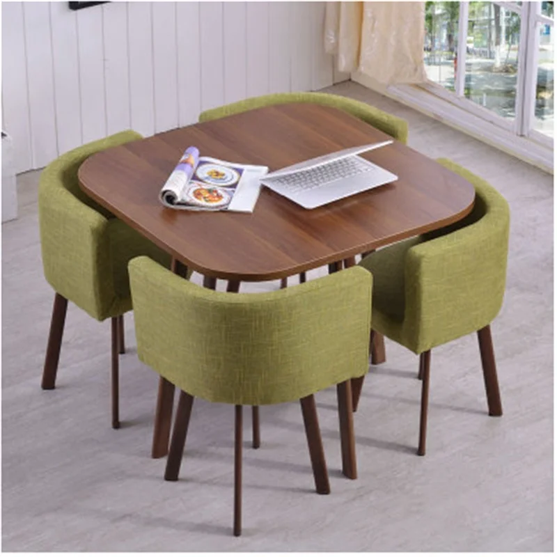 Nordic Wooden Round Dining Cafe Table Designs Small Space Saving Modern Dining Room Table Set With 4 Chairs