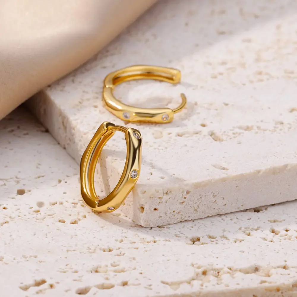 New Fashion Metal Cool Wind Circle Extremely Simple Ear Buckle 18k Gold Plated Twisted Chain Hollow Design Earring