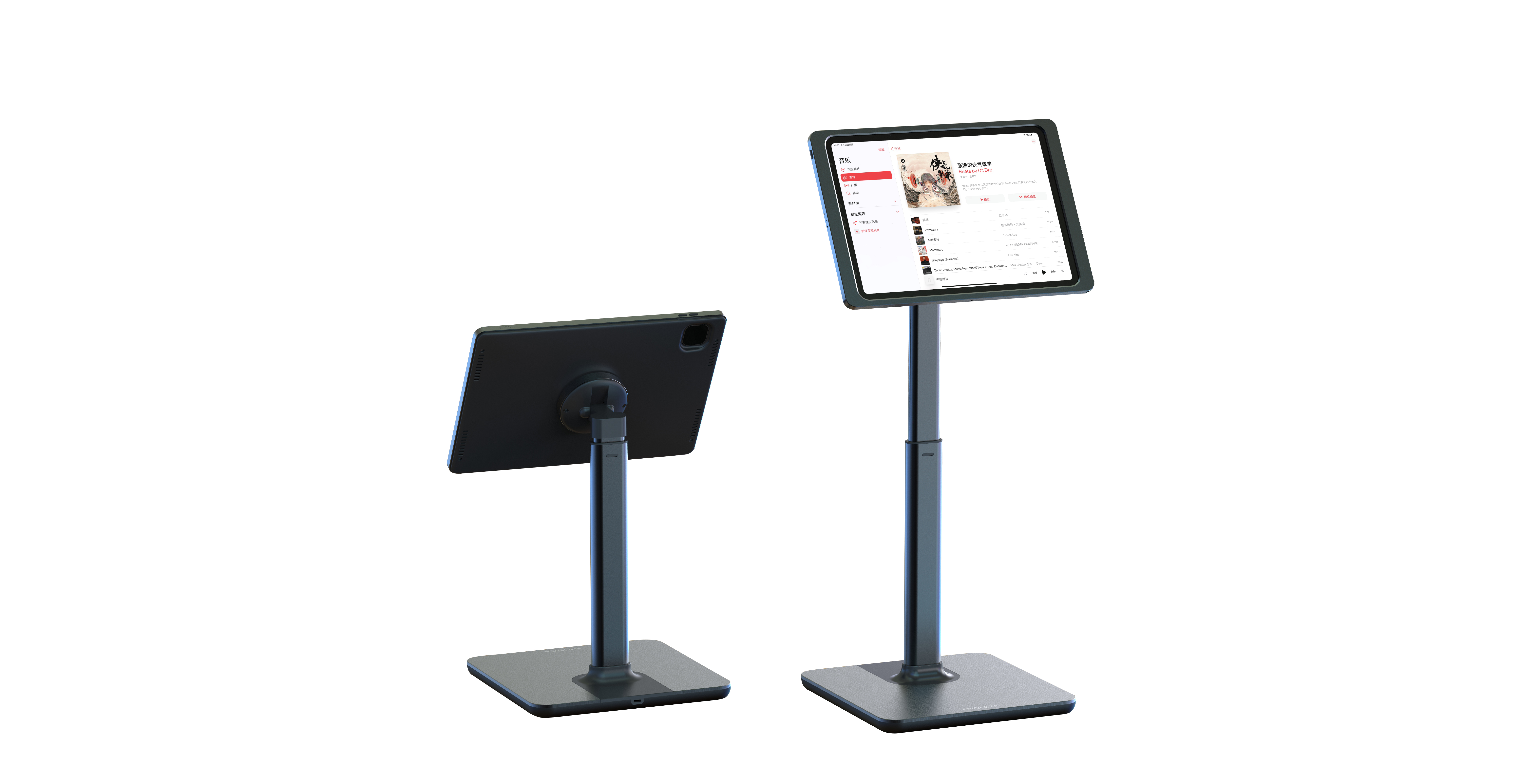 Customization tilt telescopic Floor for iPad Display Stand magnetic wireless charging station