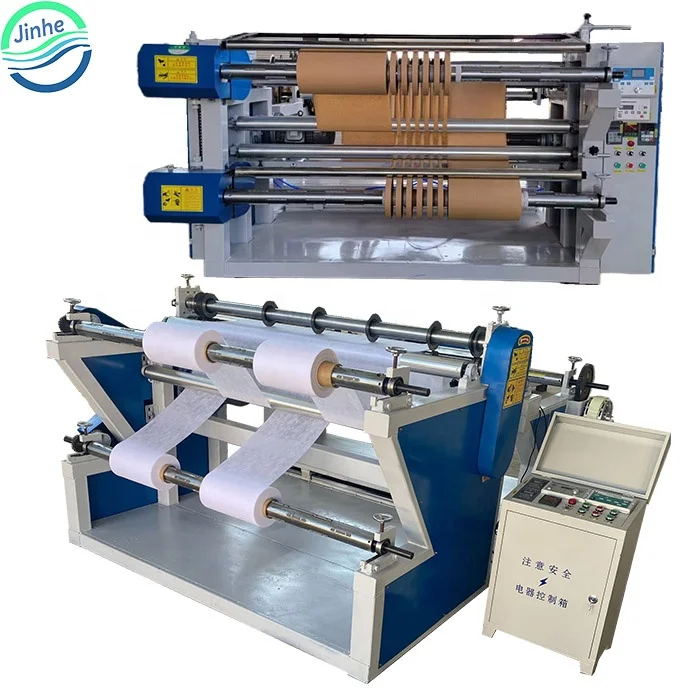 Jumbo pvc stretch film aluminum foil roll coil slitter rewinder nonwoven kraft paper roll cutting slitting rewinding machine