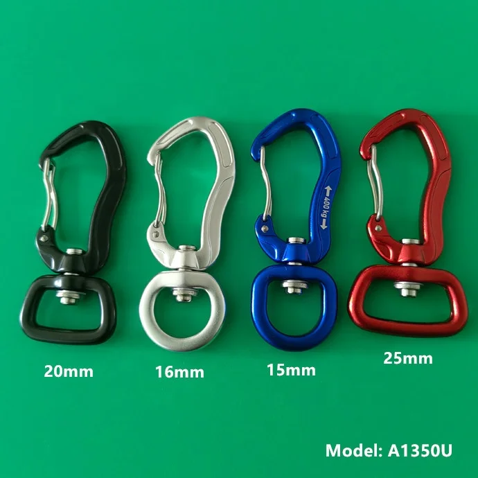 Rotating 7075 Push Gate Aluminum Swivel Carabiner Clip Hook for Pet Dog Leash harness, Camping, Hiking, Key chains