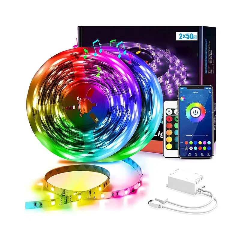 Новое поступление приложение Smart /COBVoice Control RGB Strip Light Kit 5M WS2811 светодиодная цветная 5050 длинная гибкая в помещении