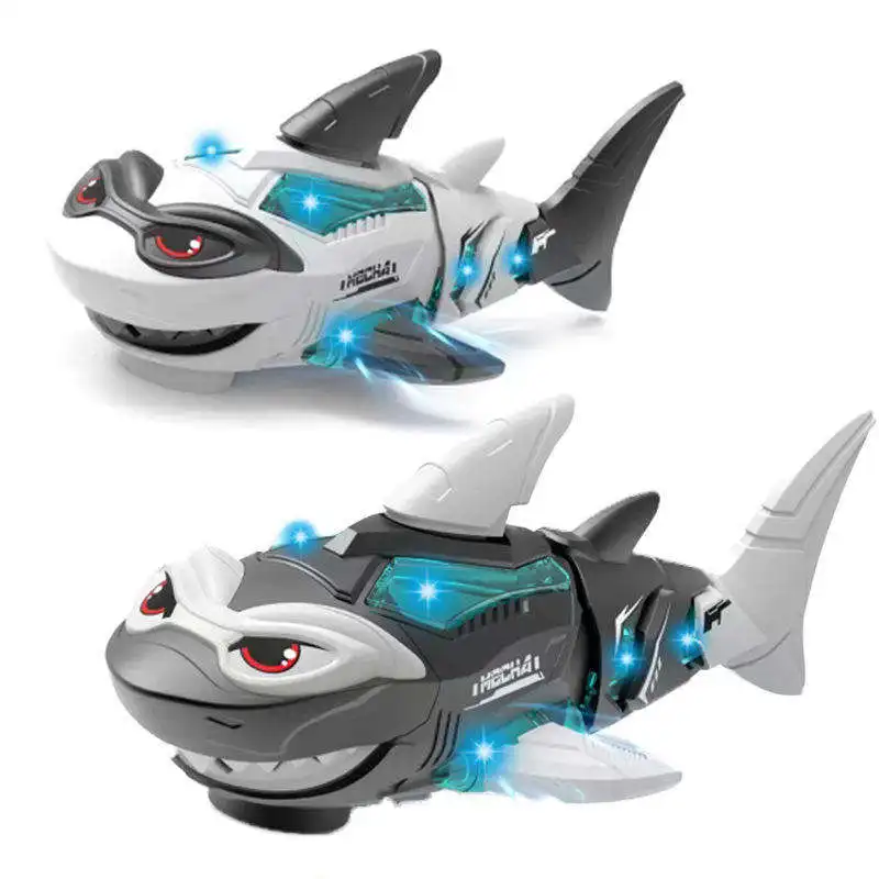 2024 Trend Product Kids Toys Battery Operated Electric Universal Wheel Tail Shake Shark Toy With Lighting Music