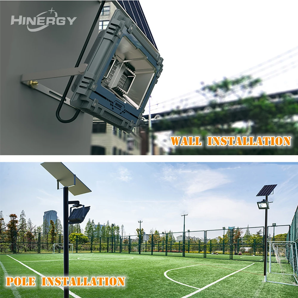 Hinergy Outdoor Floodlight Ip66 Waterproof 100w 200w 300w 400w 500w Led Solar Flood Light