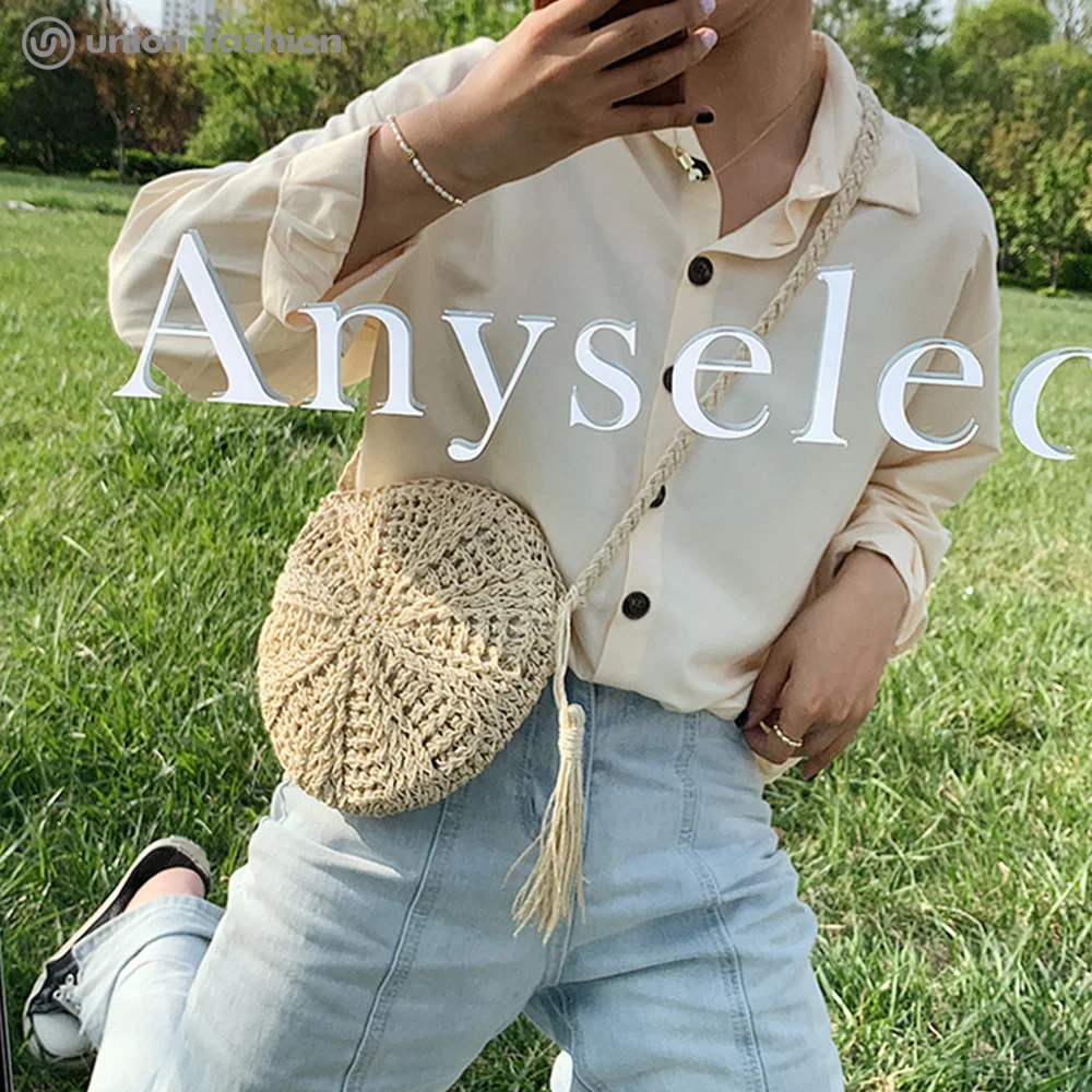 
Fashion Summer Kids Women Popular Vintage Straw Crochet Beach Crossbody Bag Handbags 