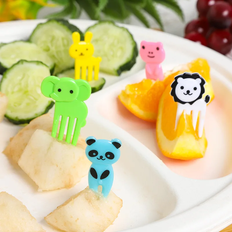 Animal Fruit Fork Food Grade Plastic Mini Cartoon Kids Cake Fruit Toothpick Bento Lunch Bento Accessories