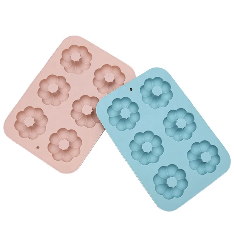 DIY 6 Cavity Flower Shape Nonstick Cupcake Mold Silicone Donut Doughnut Maker Tray Baking Pans