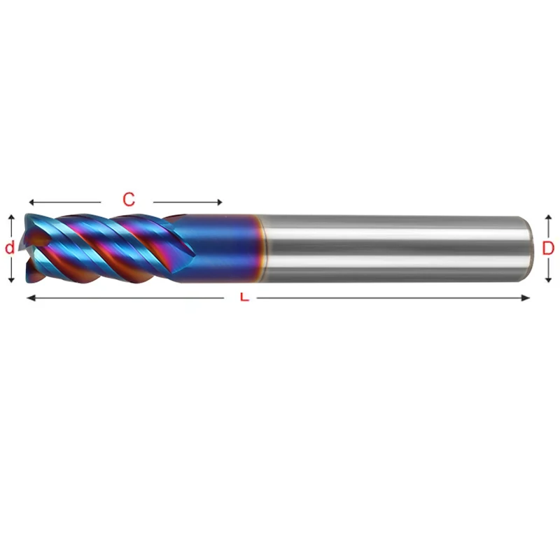 HRC65 Corner Radius Milling Cutter 4Flute Carbide Endmill Straight Shank Tungsten Steel End Mill