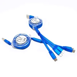 CE umigi 1,2 м 3.0A многократной зарядки Шнур адаптер 3in1 Выдвижной usb-шнур для телефонов, зарядное устройство, кабель USB Type-C, Micro android iPhone