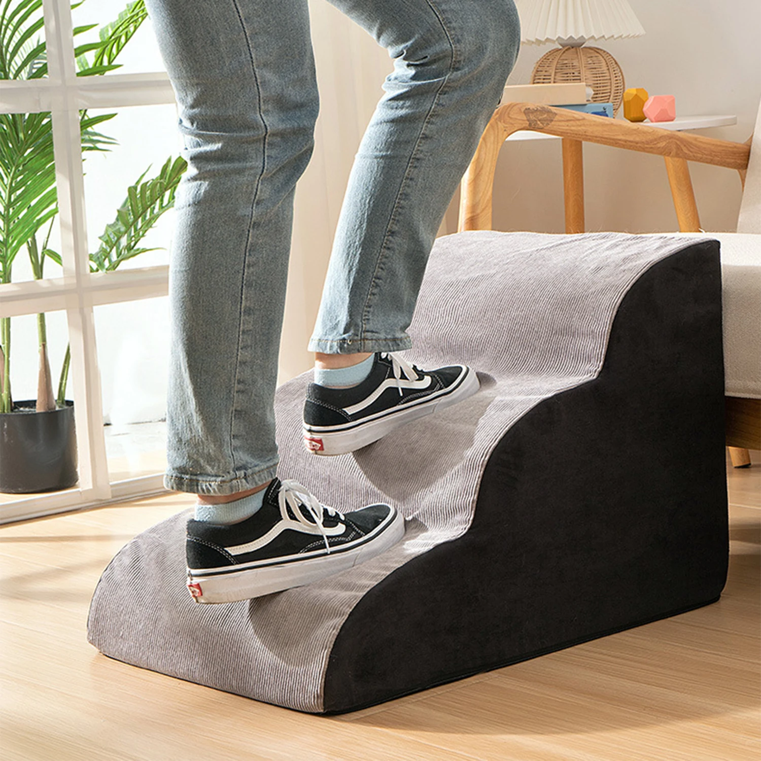 Indoor household modern grey 2/3/4 steps ramp pet dog steps stairs for dog cat animal