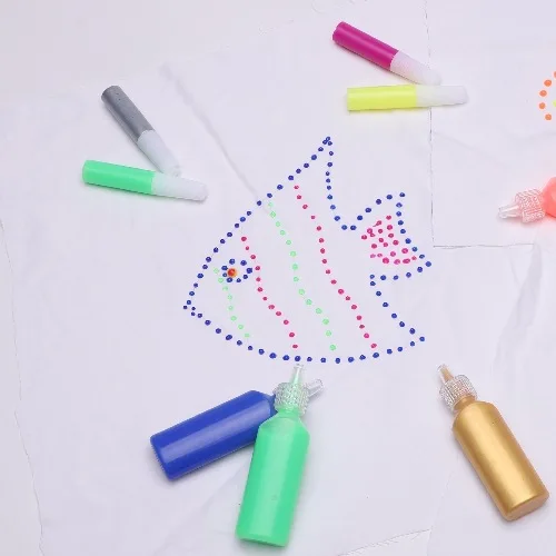 Customized fluorescent neon pearlescent color cloth painting DIY washable 3D paint