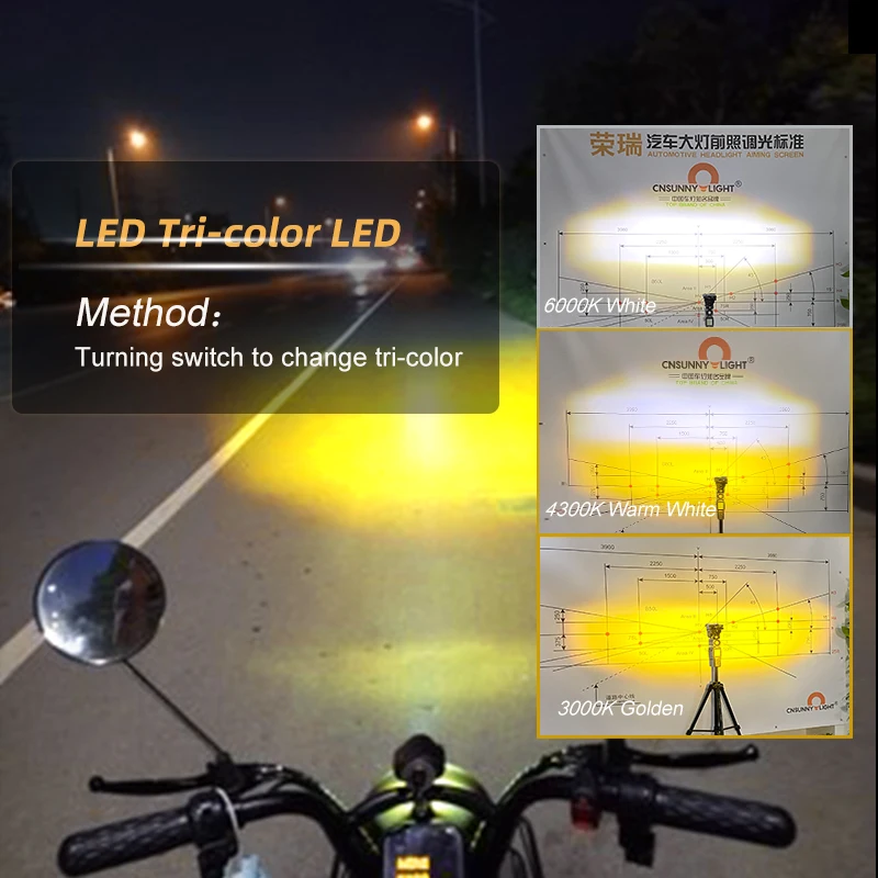 
Mini Driving Light Motorcycle Lighting Faro Luces Led para Moto Tri Color Lampu Sorot Cars Accessores Headlight for Motorcycle 