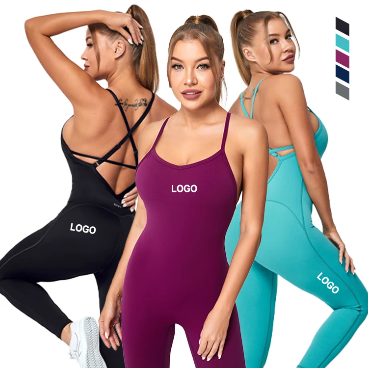 Wholesale Ladies One Piece Work Out Suit Gym Sport Jumpsuit Plus Size Hot Sexy Compression Fitness Workout Yoga Jumpsuit