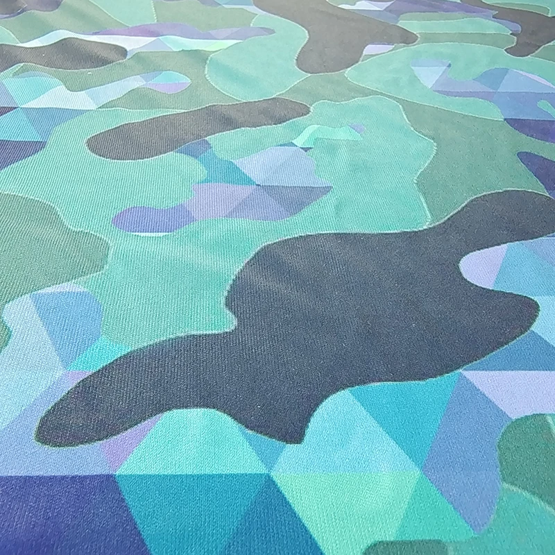 Latest design 100% polyester coolpass feature camouflage knitted jersey fabric