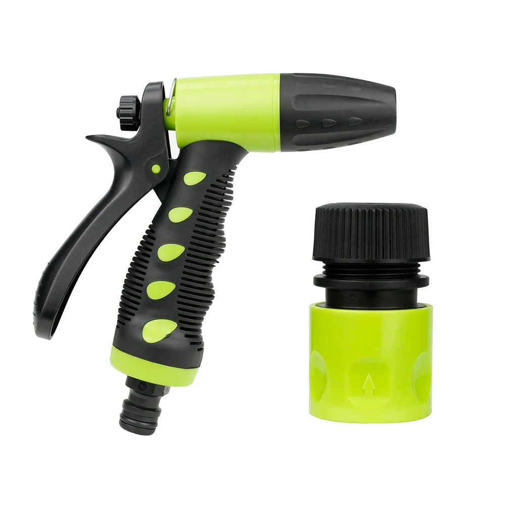 OEM ABS+TPR Handheld High Pressure Adjustable Watering Irrigation Hose Reel Hose Nozzle Jet Spray Gun Set For Garden Flower