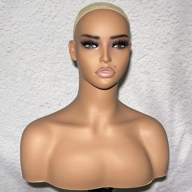 Female Piercable Mannequin Head With Shoulders For Wig