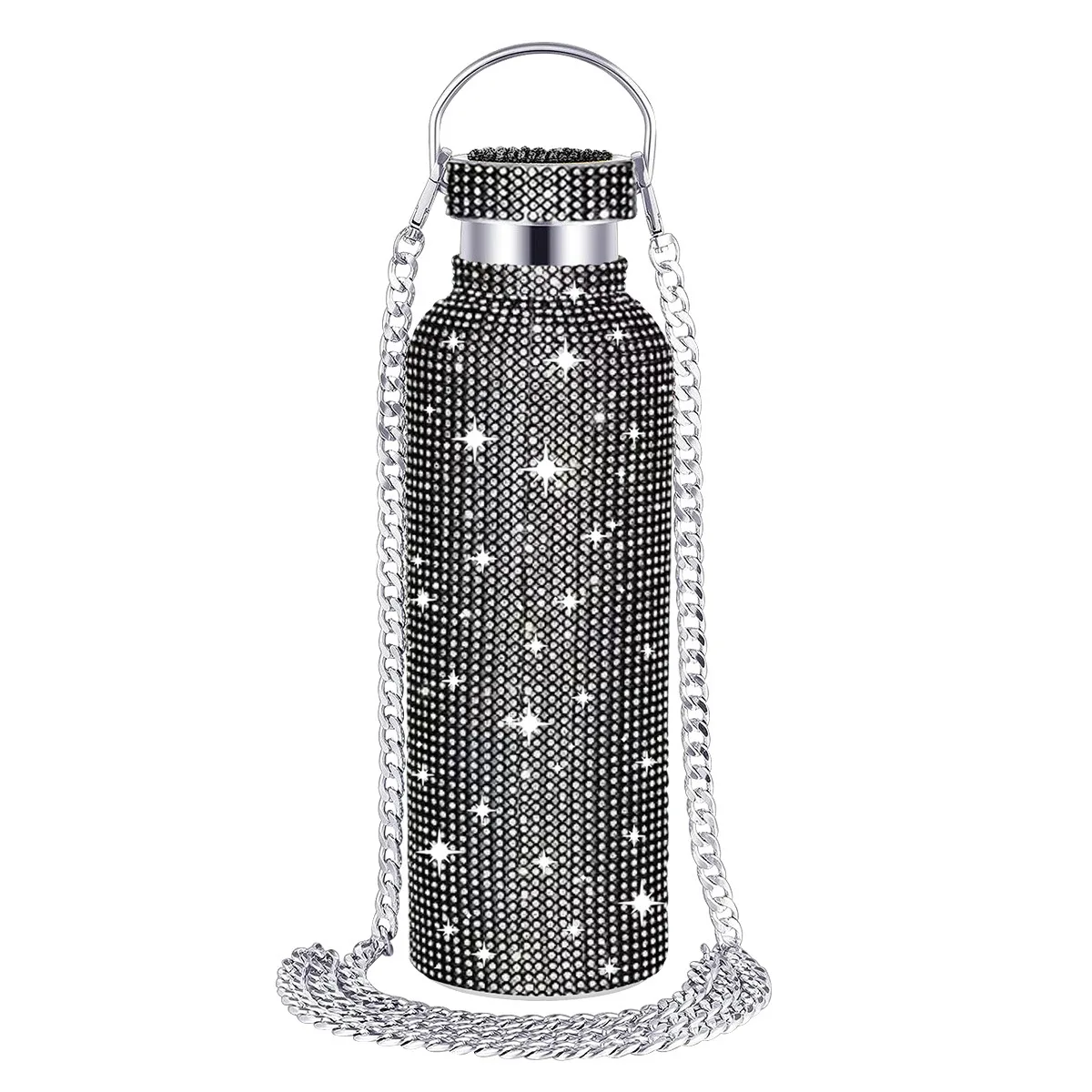 Glitter travel portable steel orange insert steelcoffee mug 750ml 25oz Stick diamonds mugs thermal mugs stainless steel 8oz