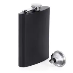 Matt Black 8OZ 304 Stainless Steel Hip Flask Funnel set Leak Proof Pocket Flask For Liquor For Men