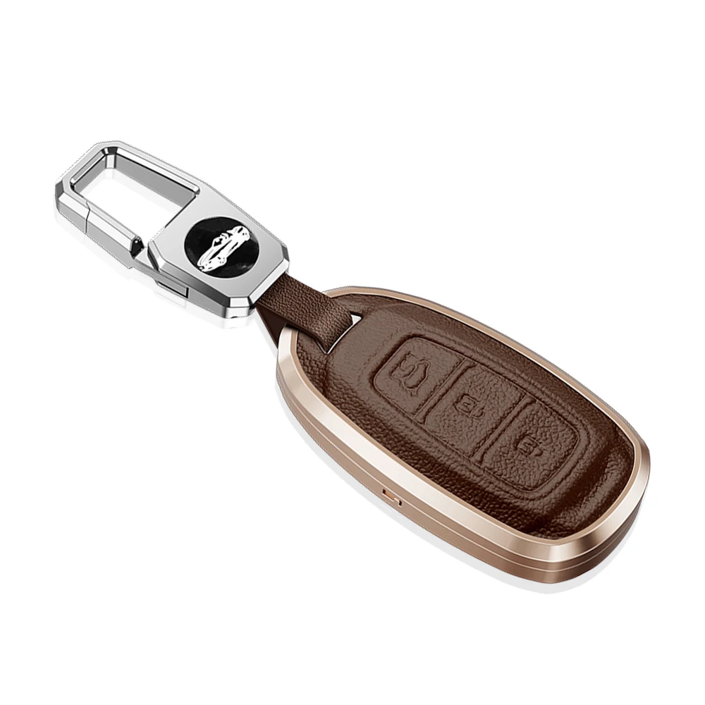 Hyundai Solaris 2021 Accent Ix25 Creta 2020 Elantra Tucson Verna I20 Aluminum Alloy Leather Holder Case Car Key Protective