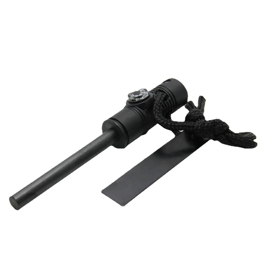 Portable Outdoor Survival Fire Starter Flint Fire Stick with Magnesium and Wooden Handle for Camping and Field Use