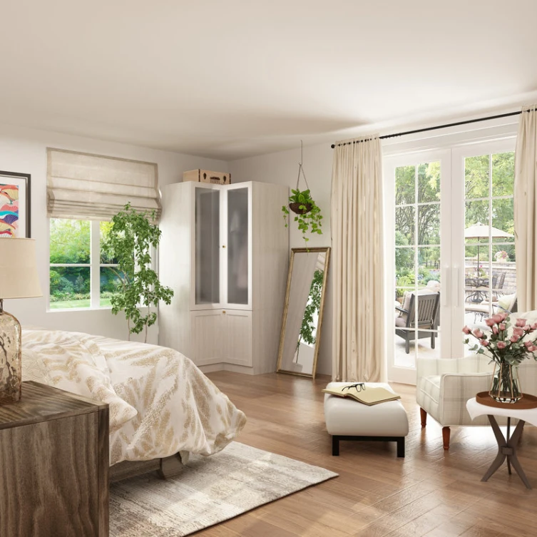 24 Years Bedroom Furniture Corner Wardrobe Cabinet, Modern Wood Grain Armoire Closet with Frosted Glass Doors