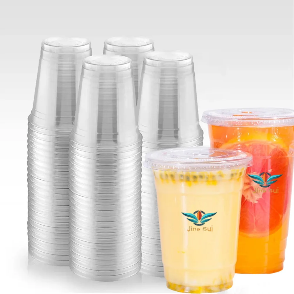 7 8 9 10 12 14 16 20 24 30 32 oz прозрачная пластиковая чашка для домашних животных с куполообразной крышкой логотипом одноразовые пластиковые чашки