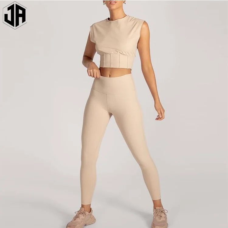 Комплект спортивной одежды из двух предметов без рукавов, комплект для йоги 2021, спортивная одежда, женская одежда для тренировок, комплект для фитнеса