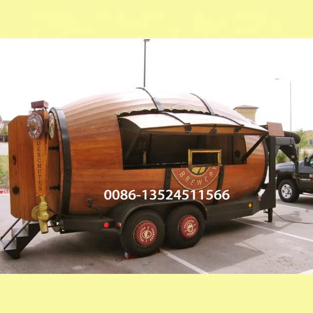 China Supplier Fashion Style barrel truck  Food Cart Van For Sale in Dubai mobile food kiosk