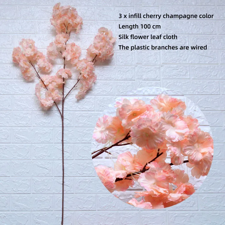 Trigeminal encryption wedding arch artificial pink flower cherry blossom