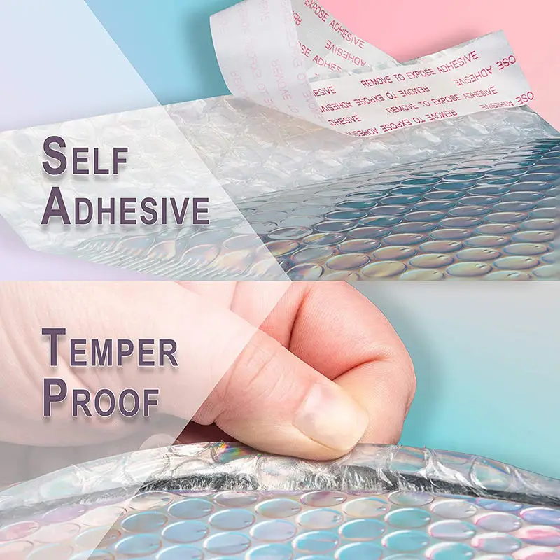 CX Holographic Bubble mailer Transparent PVC Envelopes Holographic Poli Mailers Shipping Red/Rose Gold Bubble Mailer Holographic