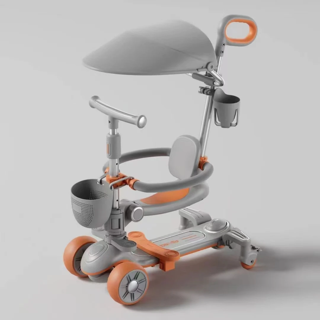 Three Wheel Led Light Kick Scooter Foldable 3 in 1 Adjustable Children Baby Scooter With Seat