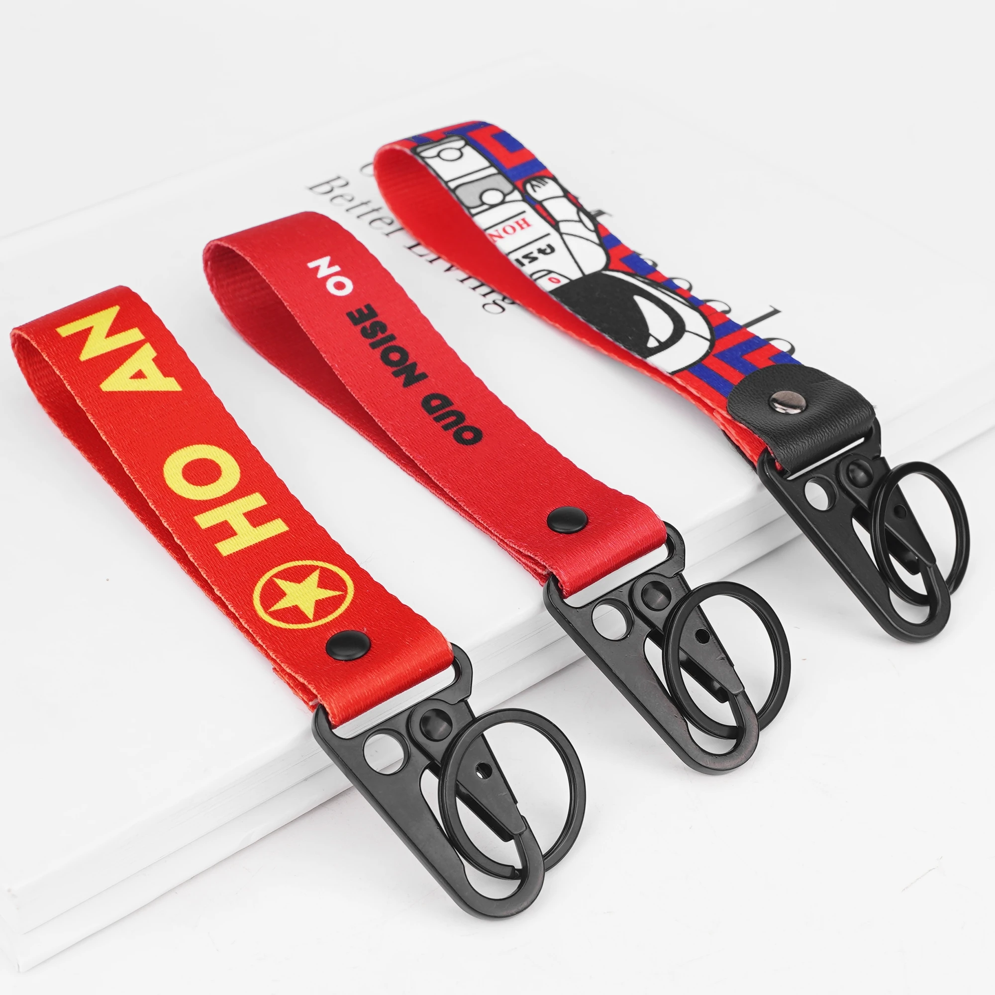 High Quality Customized Lanyard Keychain Embroidered Logo Carabiner Lanyard Key Chain Bulk Blank Keychain Nylon Lanyard