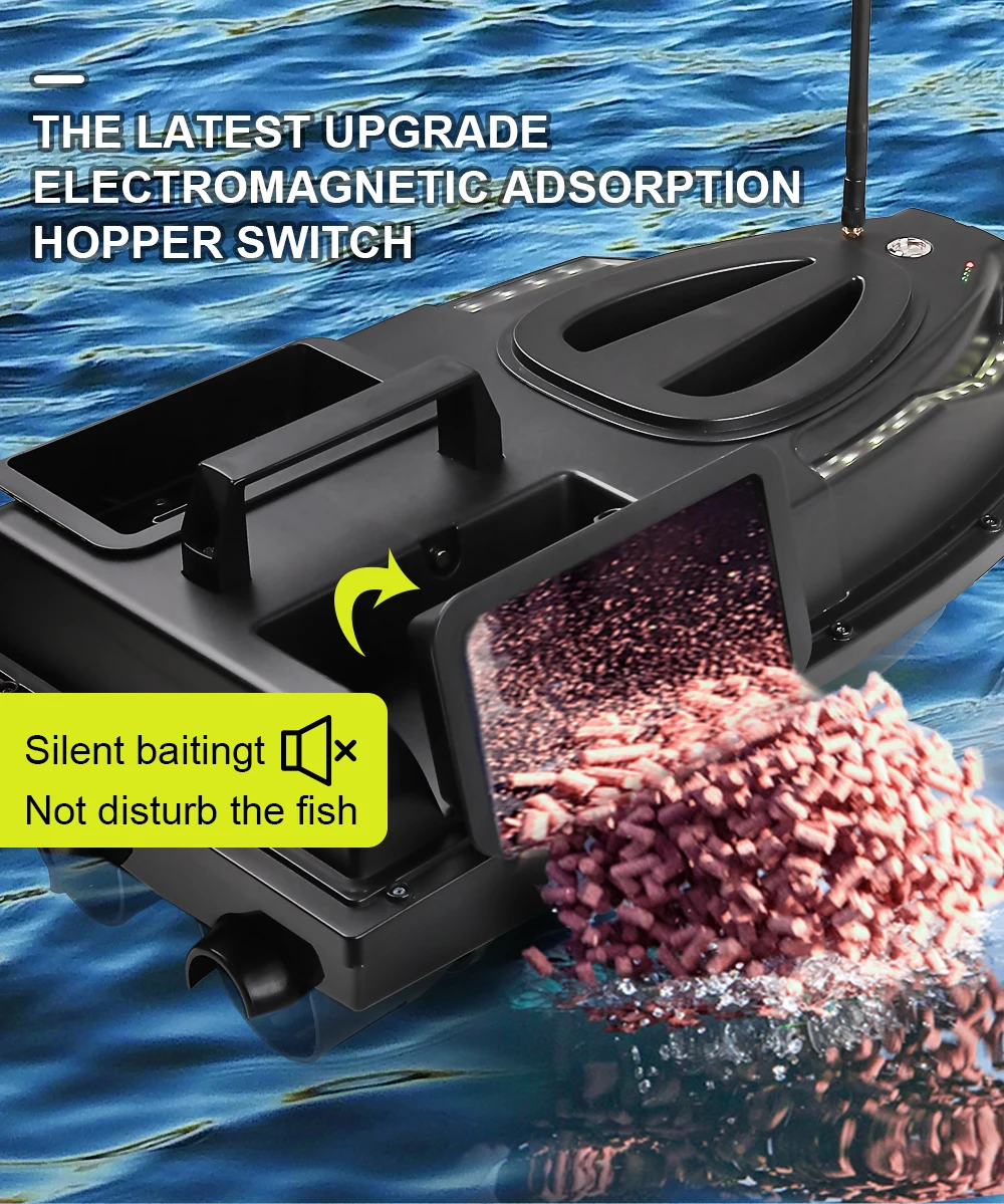 Flytec Large Size V700 500M Smart Bait Boat Fixed Speed Cruise Dual Bright Night Light LCD Display RC Lure Feeding Bait Boat