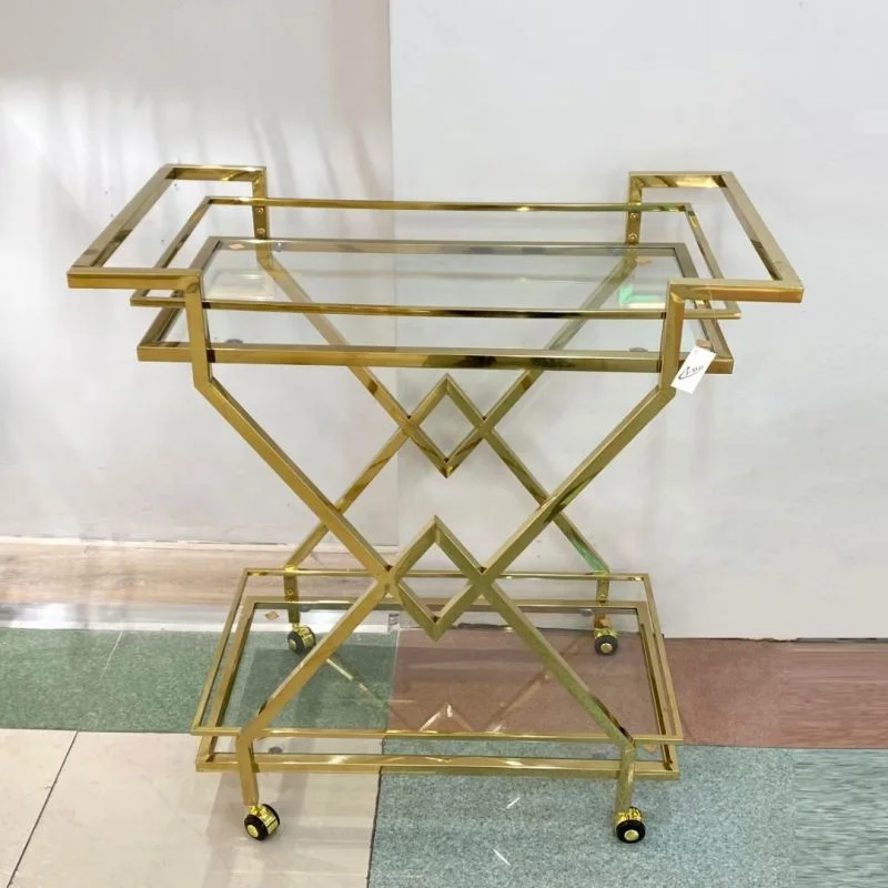 High Quality Hotel Trolley with Modern Design Resin Stainless Steel Material for Dining Wine Cellar Made by Metal Furniture