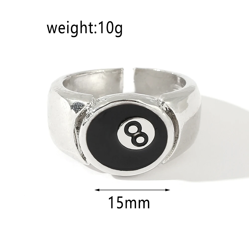 Hiphop Number 8 Mens Signet Rings Cool Black Enamel Snooker Ball Sport Jewelry Gifts