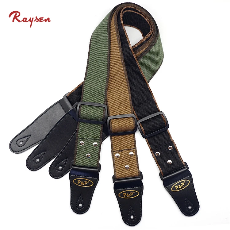 Cotton guitar strap for musical instruments leather guitar strap