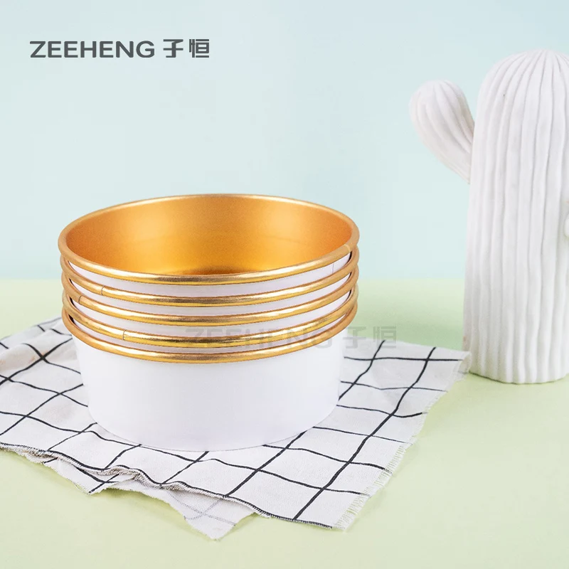 Food grade logo printed gold foil salad bowl takeaway soup cup