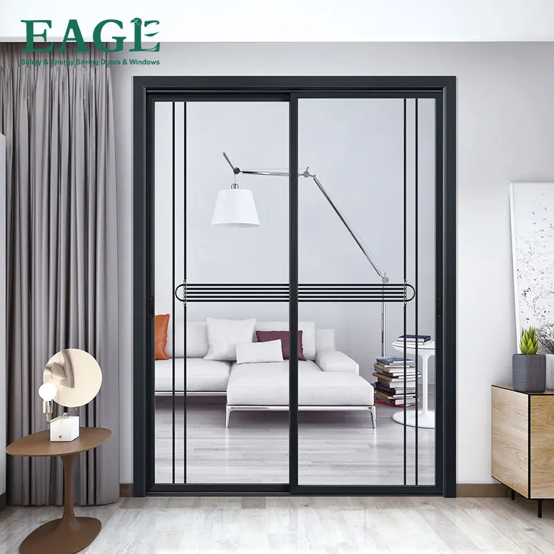 Wholesale Price Modern Design Powder Coated Aluminium Frame Patio Door Aluminum Double Glass Sliding Door