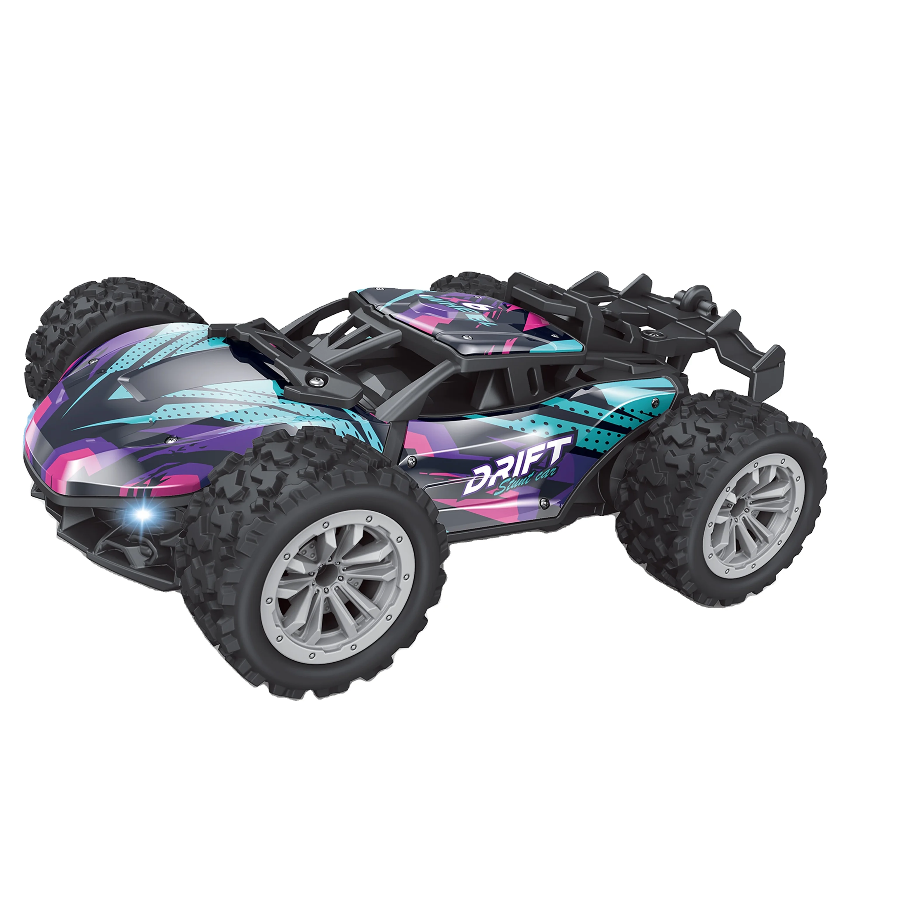 1:24 Scale 4WD LED Lights High Speed Off Road Drift Spray Racing Car Alloy Radio Remote Control Stunt RC Cars Toys