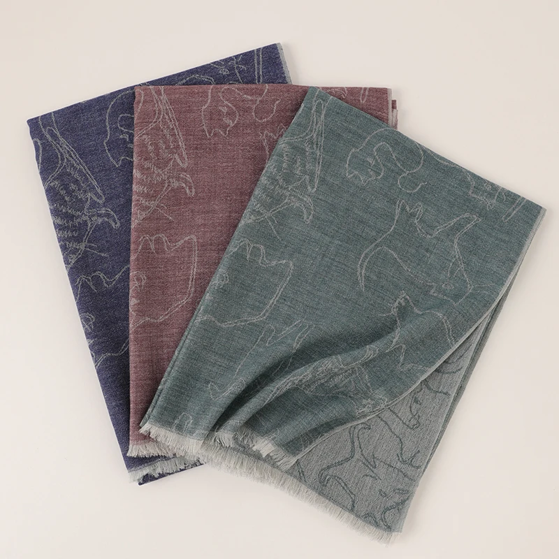 pure wool women scarf custom designer winter ladies woven jacquard tassel cashmere pashmina scarves shawl