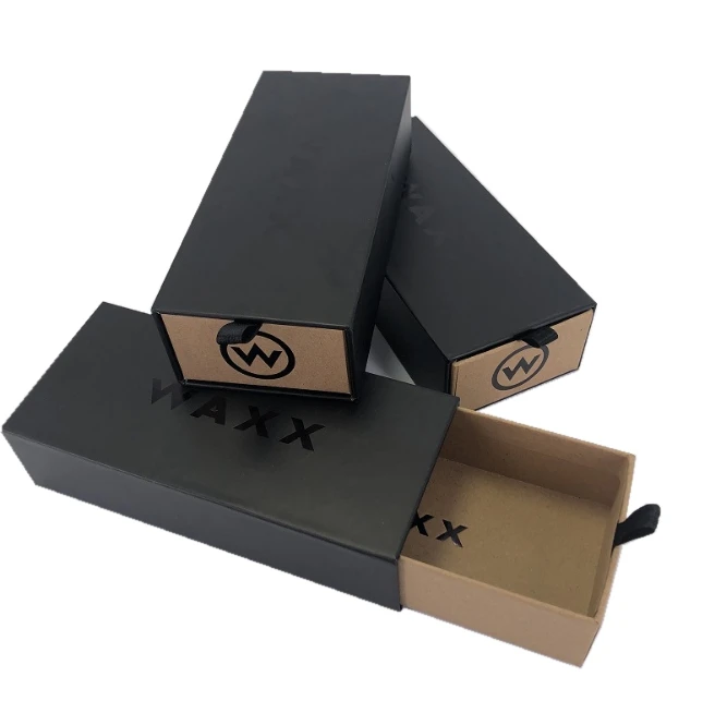 No Minimum Cheapest Elegant Black Foil Stamped Sunglasses Drawer Gift Boxes Custom design available