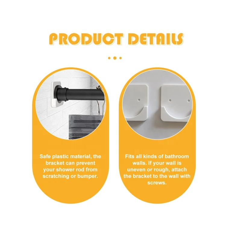 Holder Adhesive Home Fixing Wall-mounted Shower Rod Holder Curtain Rod Holder for Shower Curtain Rod Fixing