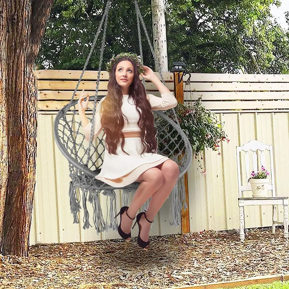 Качели для патио, качели из полихлопкового шнура, Подвесные качели для сада, качели для гамака для спальни
