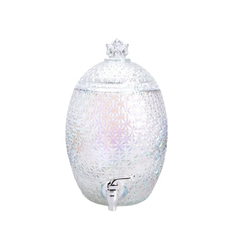 Custom 2 gallon pineapple shape glass water jug juice dispenser glass beverage dispenser with tap